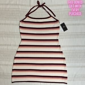 Volcom Gurrl Crush Striped Halter Dress – Size XL (12) – NWT – Flattering Fit